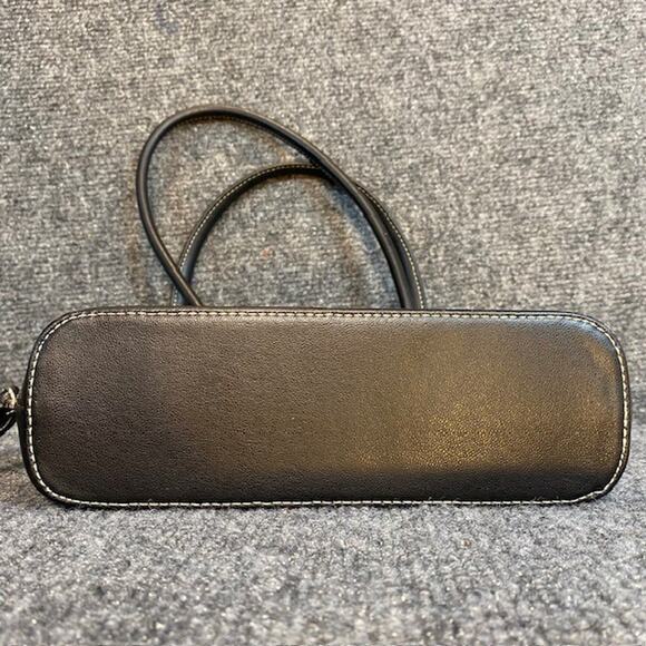 Vintage Y2K Liz Claiborne Black Faux Leather Bag Purse Double Handles Small - Picture 5 of 7